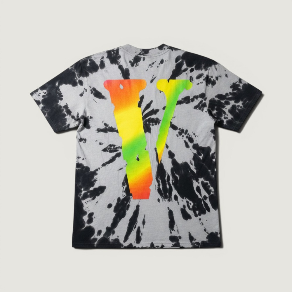 Vlone T-Shirt Staple Tie Dye Black White Multi Medium